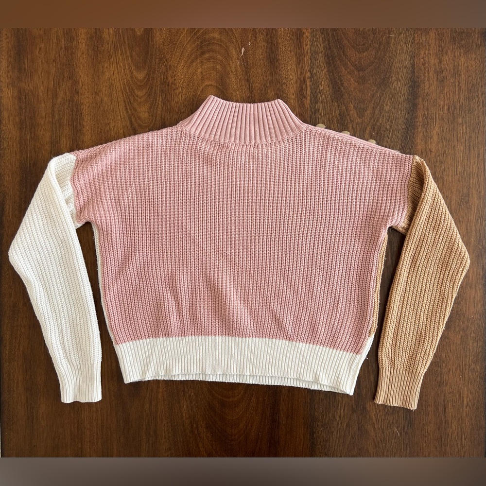 Colorblock cropped knit sweater - Picture 2 of 4